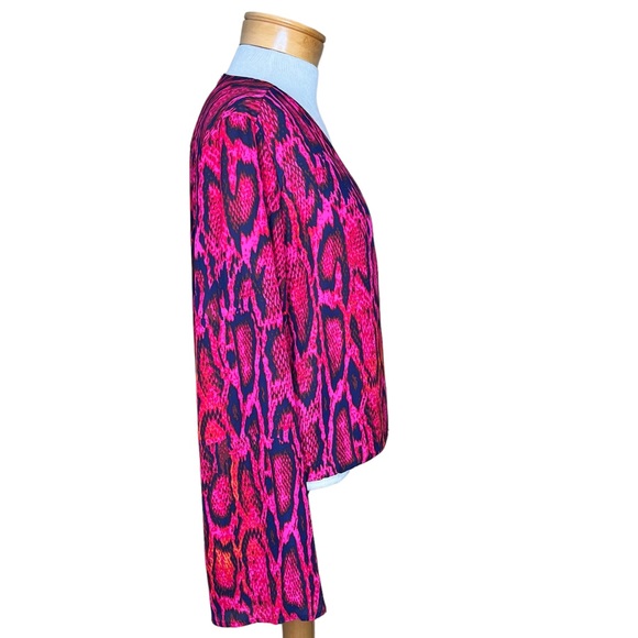 Eighty Six Brand Snake Print Faux Wrap V-Neck Blouse w/ Wide Sleeves Oversized S - Picture 6 of 14